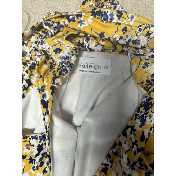 Kaileigh Tasha Dress Womens Small Floral Yellow Sleeveless Crossed Back Bohemian - Picture 5 of 8